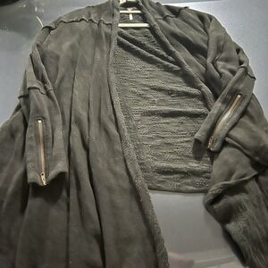 Free People Cardigan Sweater Women's Sz XS Black Zipper Soft